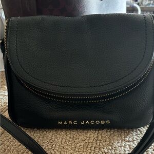 Marc Jacobs Black Pebbled Leather Crossbody with Gold Logo